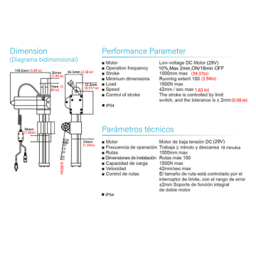 Actuador lineal deslizante horizontal para sofá